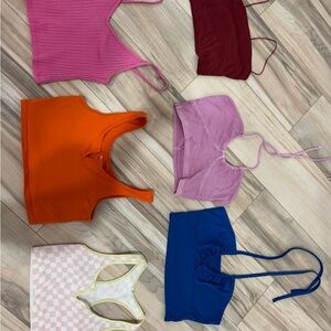 Set of 6 colorful crop tops XS/S